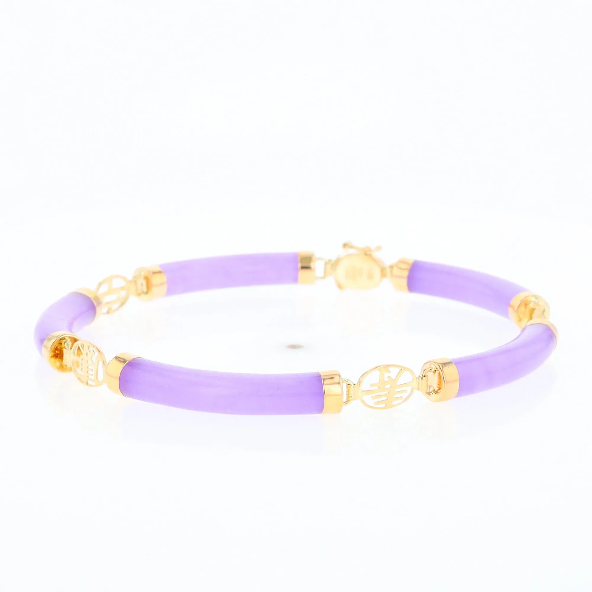 Jade Cylinder Link Asian Text Bracelet
