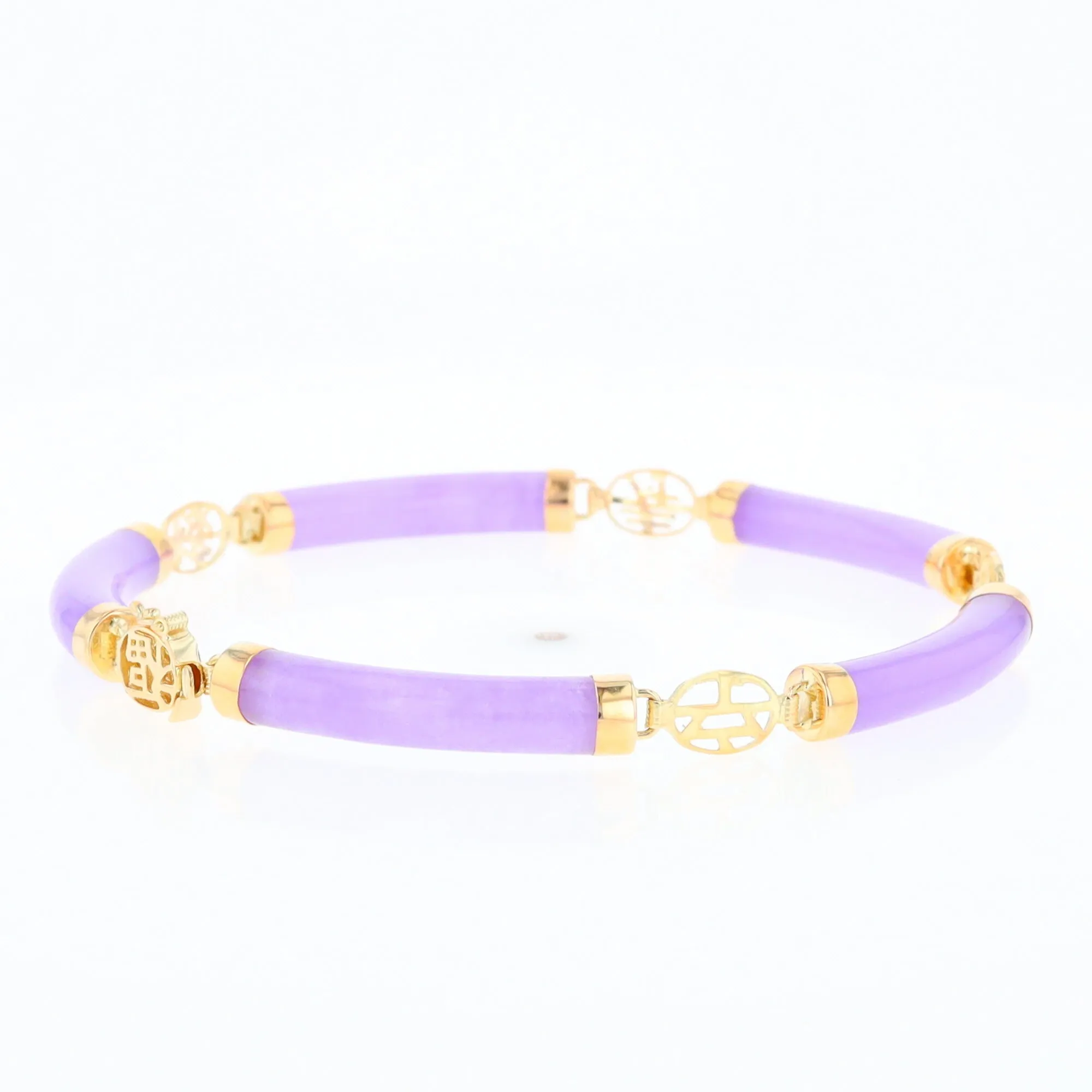 Jade Cylinder Link Asian Text Bracelet