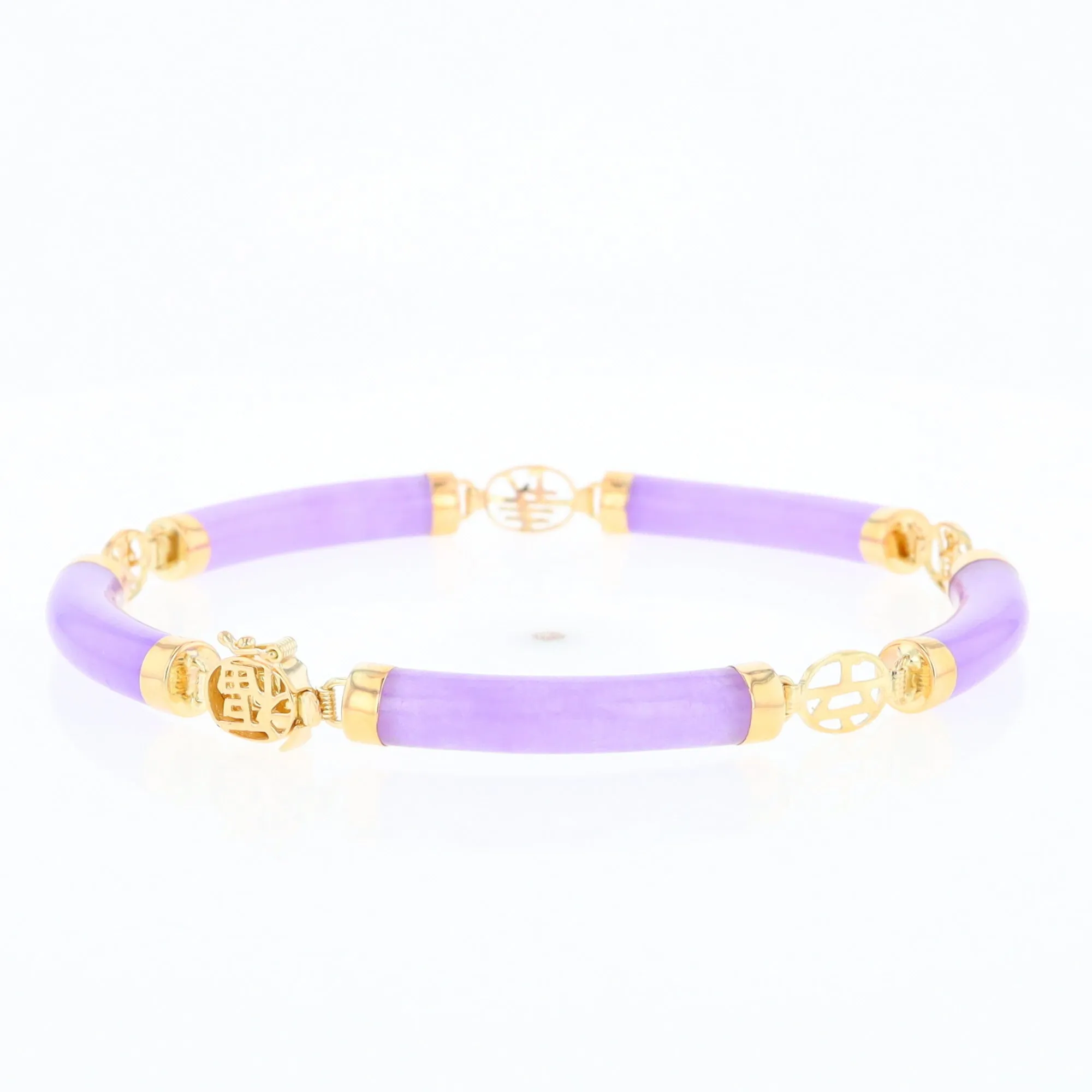 Jade Cylinder Link Asian Text Bracelet