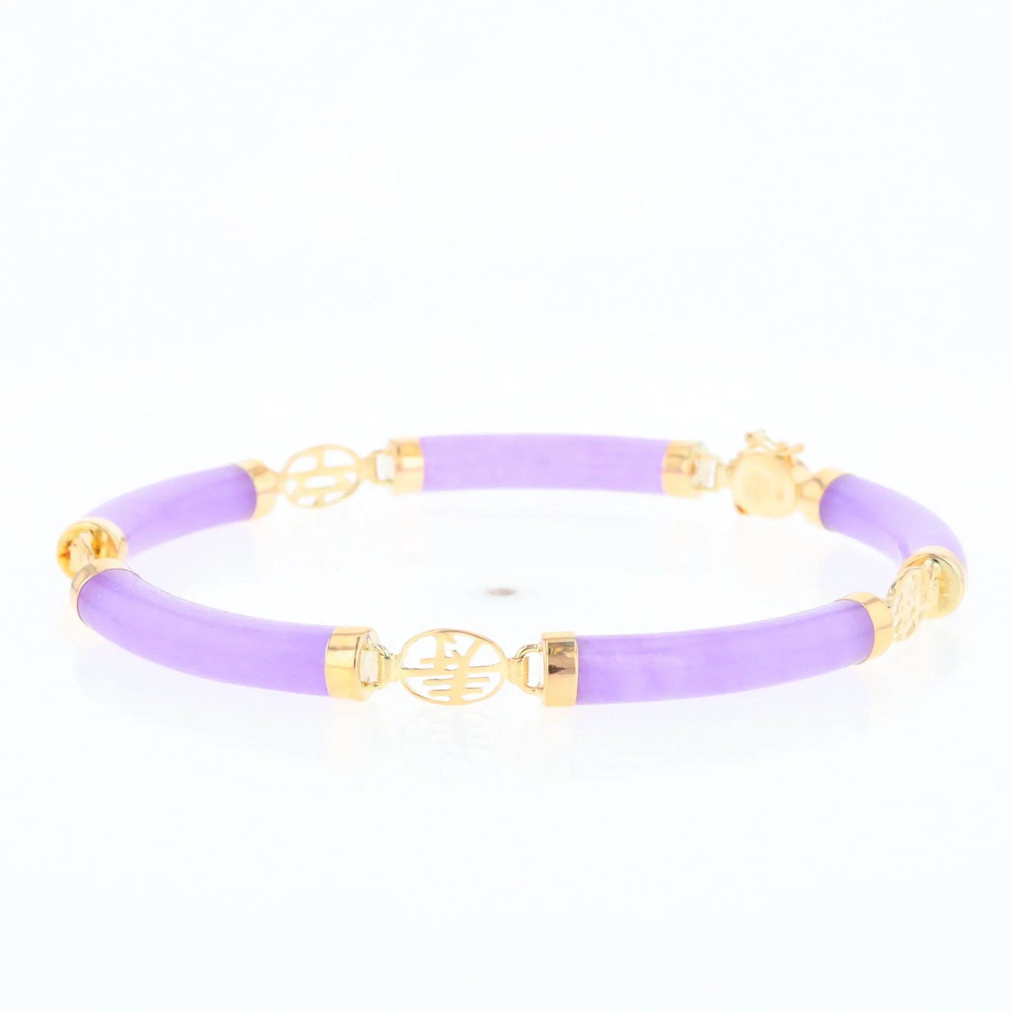 Jade Cylinder Link Asian Text Bracelet