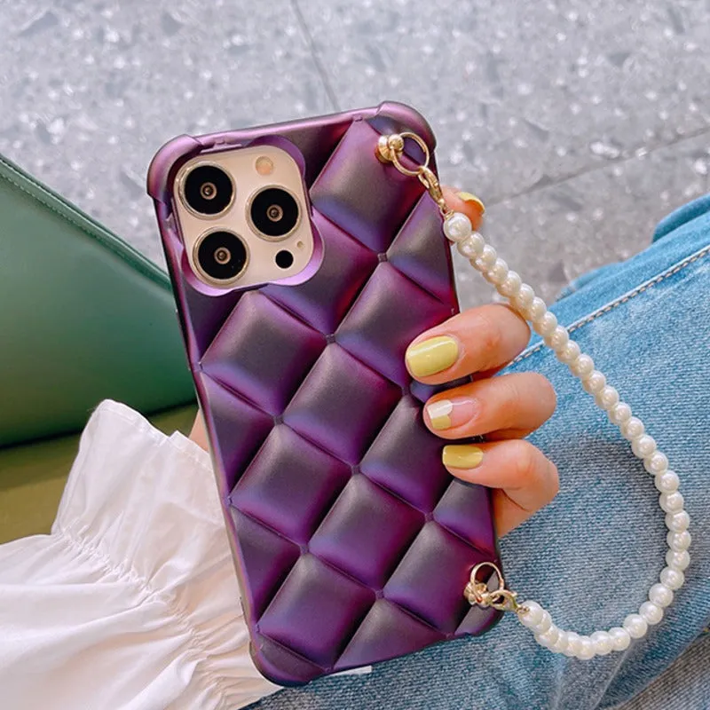 Lattice Pattern Case With Korean Pearl Bracelet