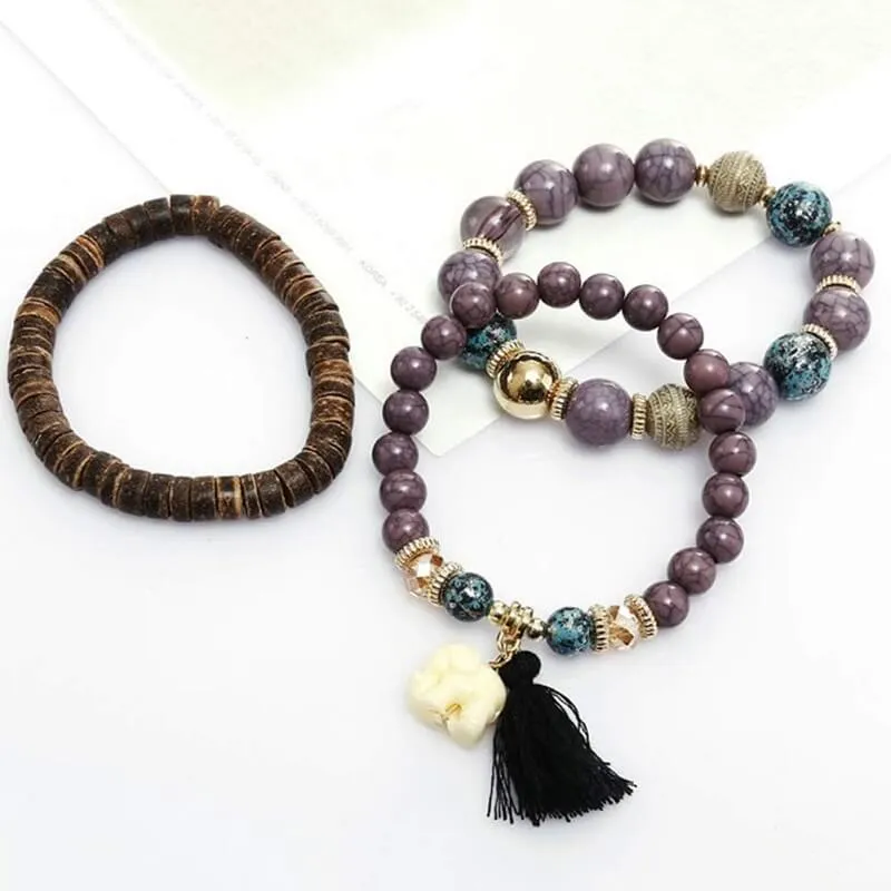 Louyue Bohemian Beaded Tassel Bracelets