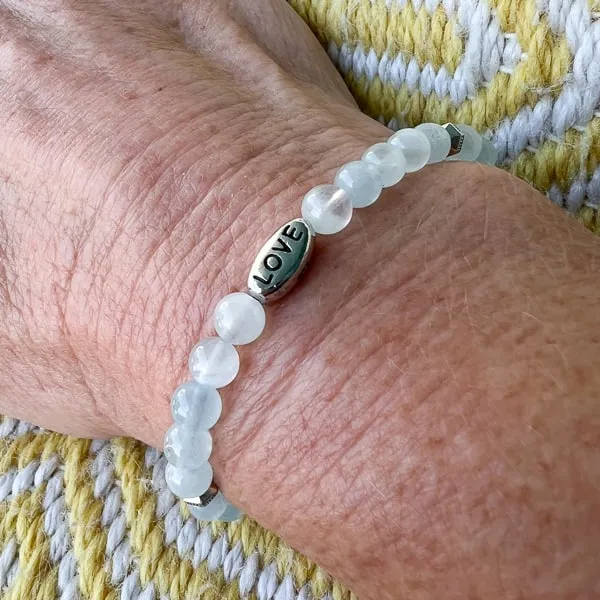 LOVE in the Waves Aquamarine Beaded Bracelet