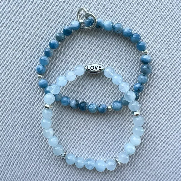 LOVE in the Waves Aquamarine Beaded Bracelet