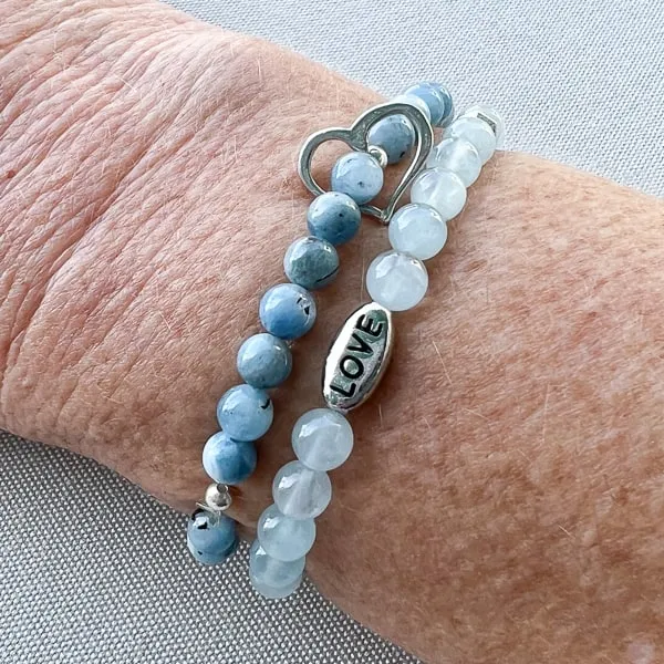 LOVE in the Waves Aquamarine Beaded Bracelet