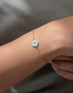 Mini Clover Evil Eye Diamond Bracelet