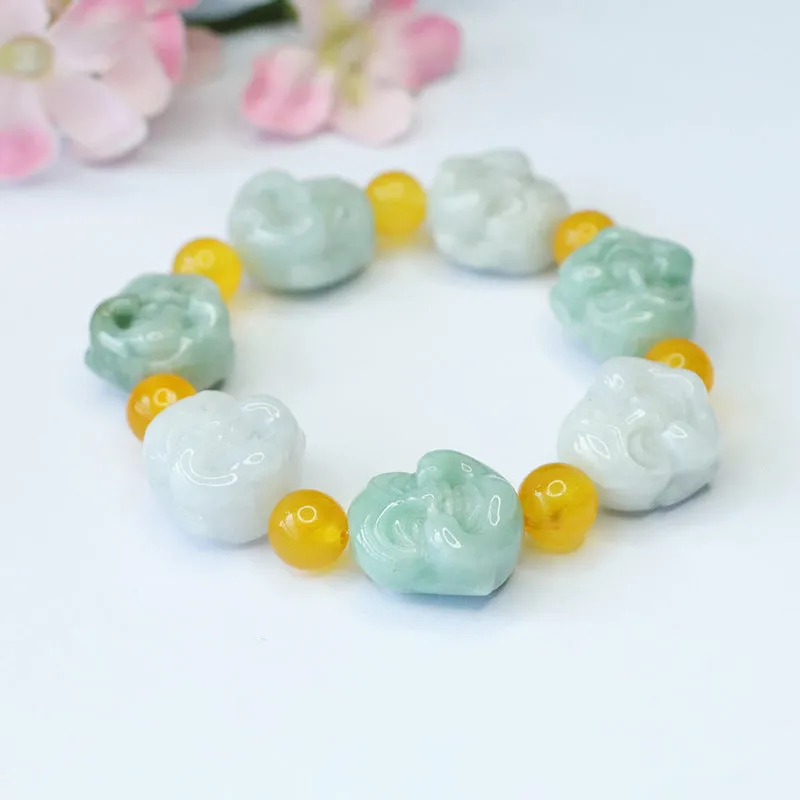 Myanmar Jade Sterling Silver Buddha Bracelet