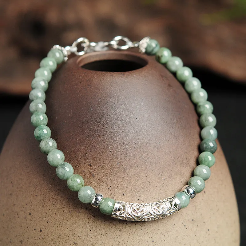 Natural Jade Bracelet Jadeite Silver Bracelet WB3