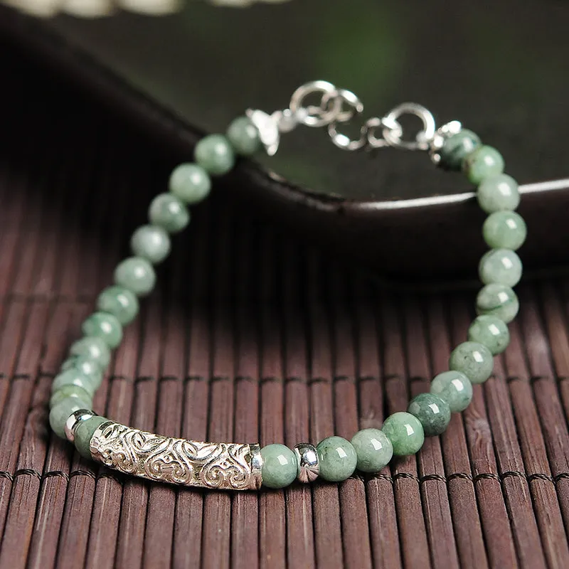Natural Jade Bracelet Jadeite Silver Bracelet WB3