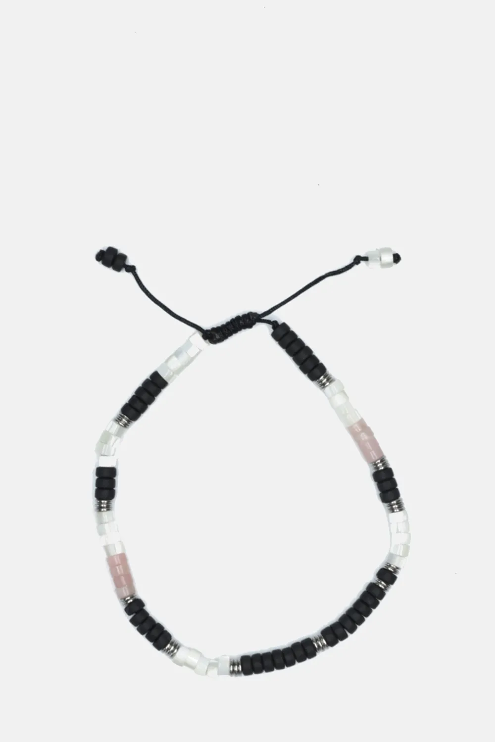 Onyx   Pink Crystals Beaded Bracelet