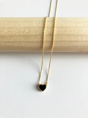 Onyx Sweetheart Necklace in Gold