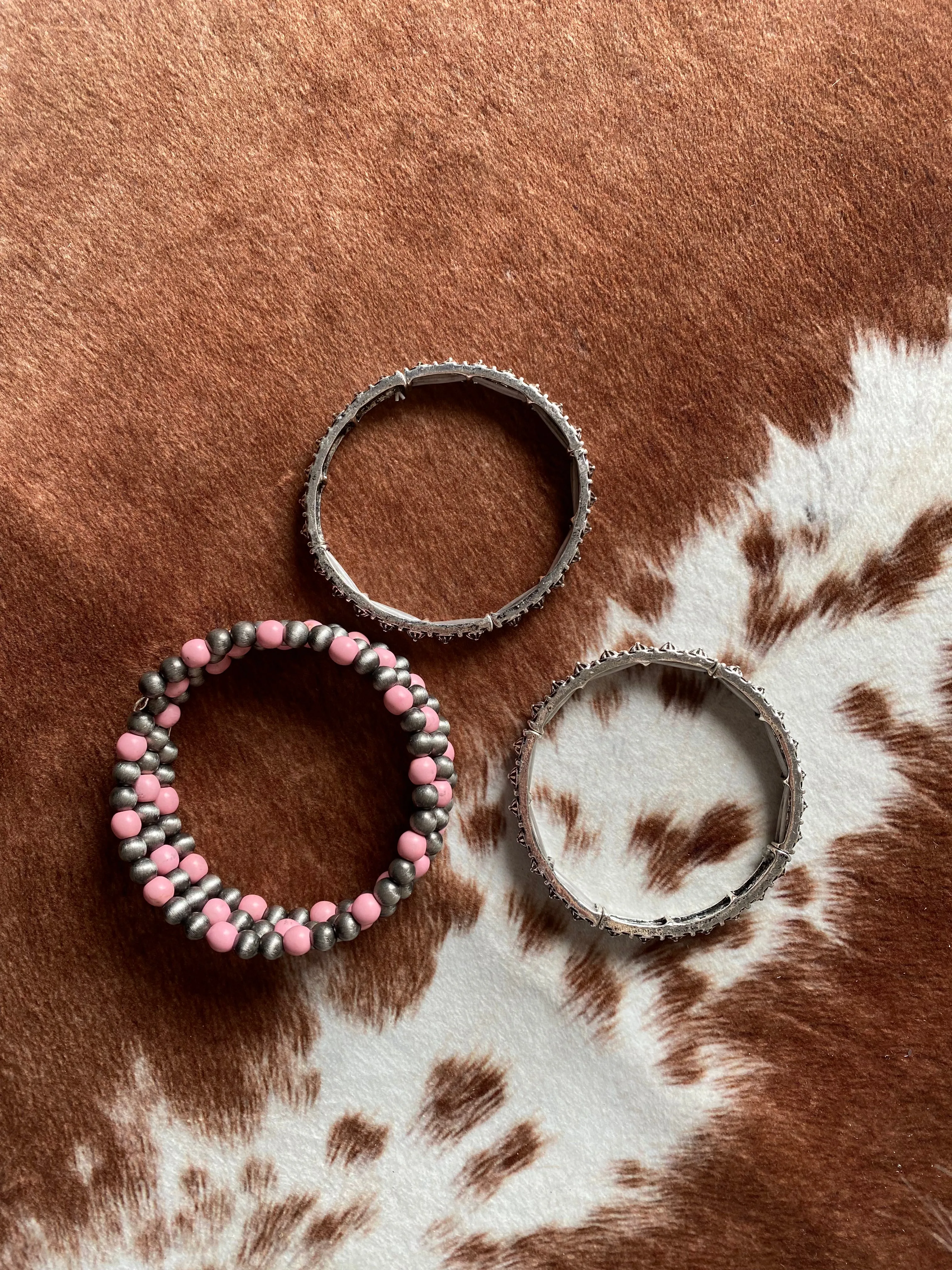 Pink Wrapped Concho Bracelet Set