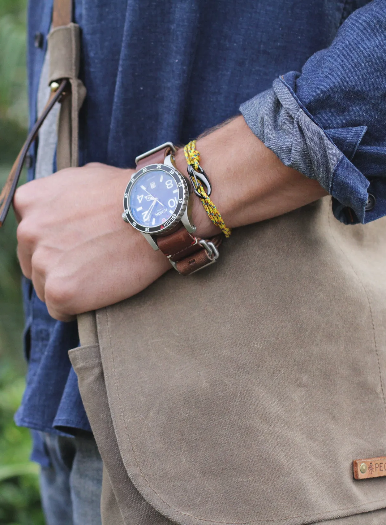 "Daylight" Yellow   Gunmetal Cord Bracelet (06K)