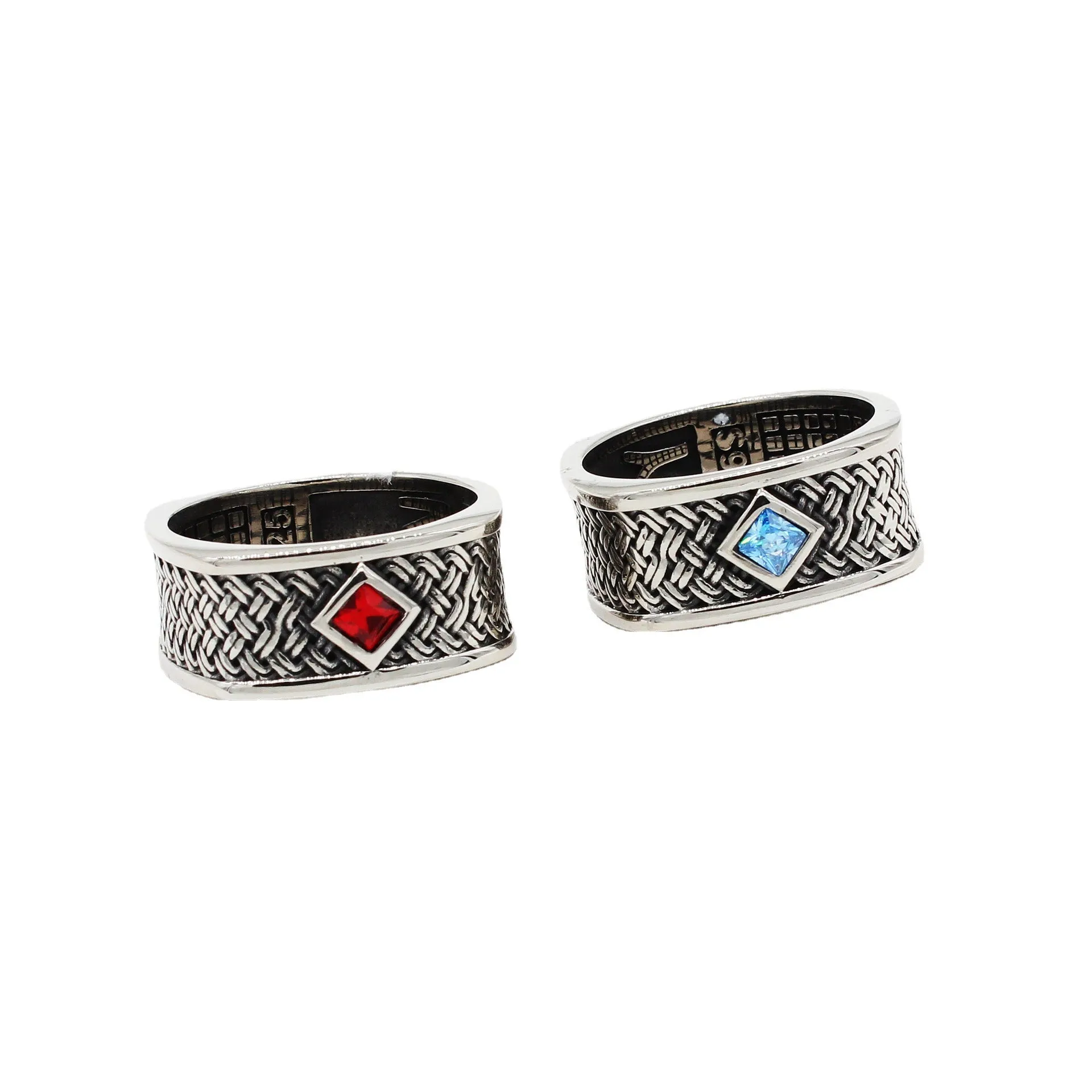Retro European and American Punk Square Zircon Men's Titanium Steel Ring
