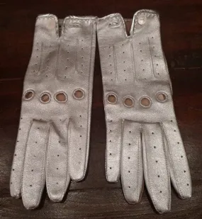 Shaneen Huxham Silver Metallic Leather Driving Gloves