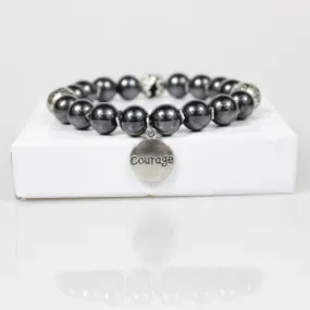 Silver Courage Charm Bead Bracelet