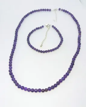 Small Amethyst Beads Necklace Bracelet