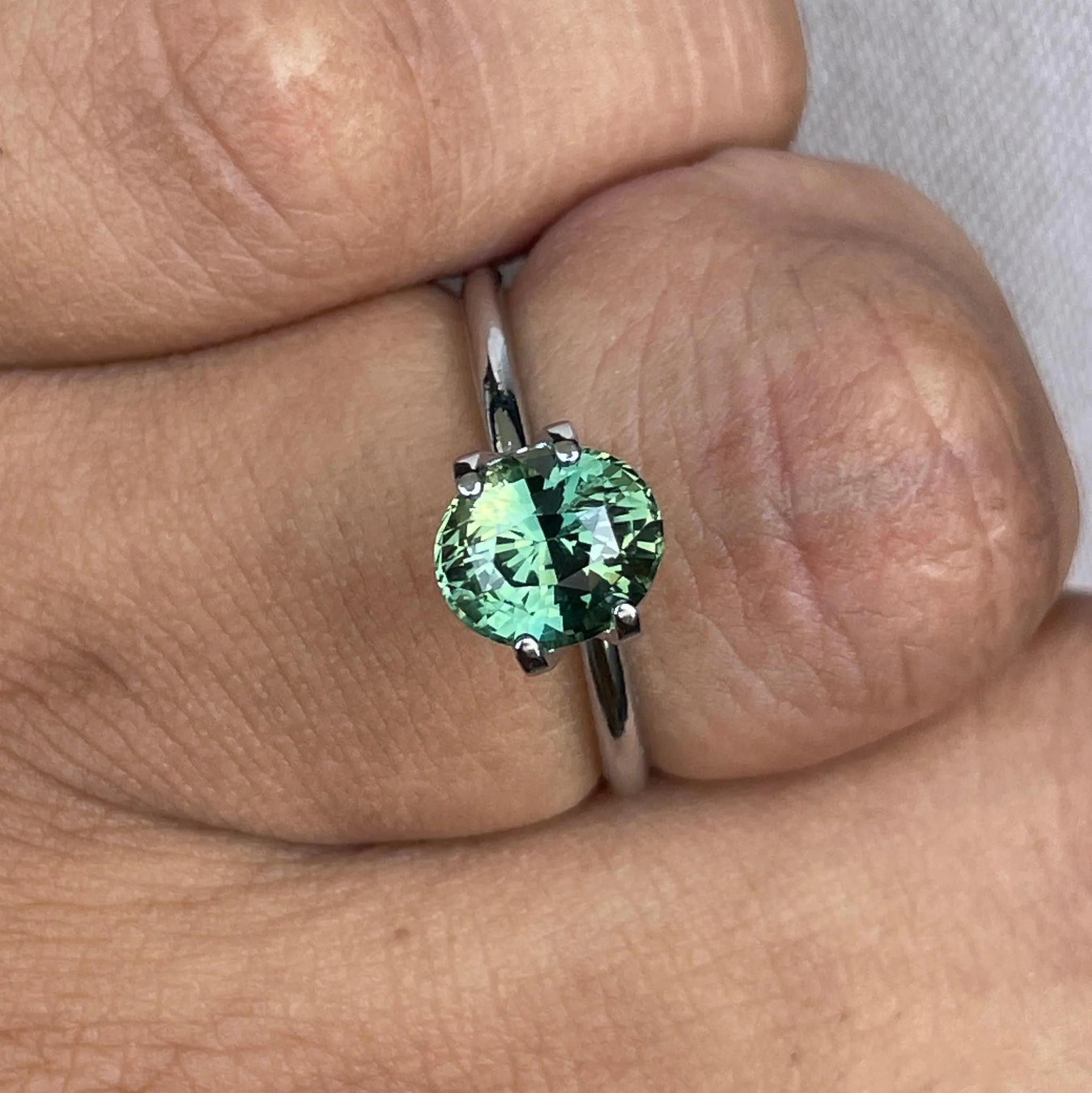 Teal Sapphire 2.09 Cts, Peacock Sapphire Engagement Ring, Natural Blue Green Sapphire Ring, Ceylon Teal Sapphire, A Gift for her