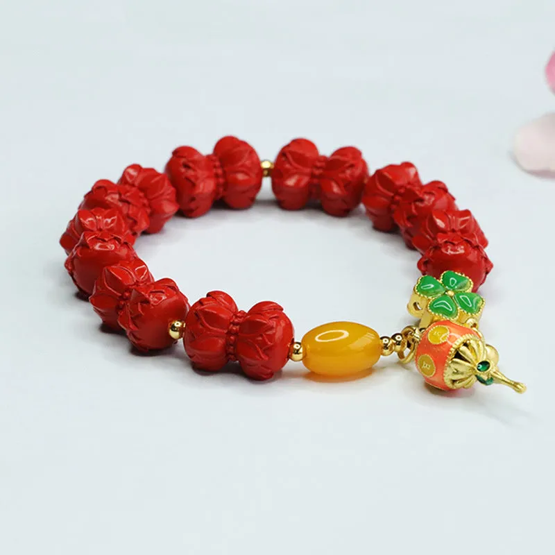 Tibetan National Wind Bracelet with Cinnabar Stone and Jade