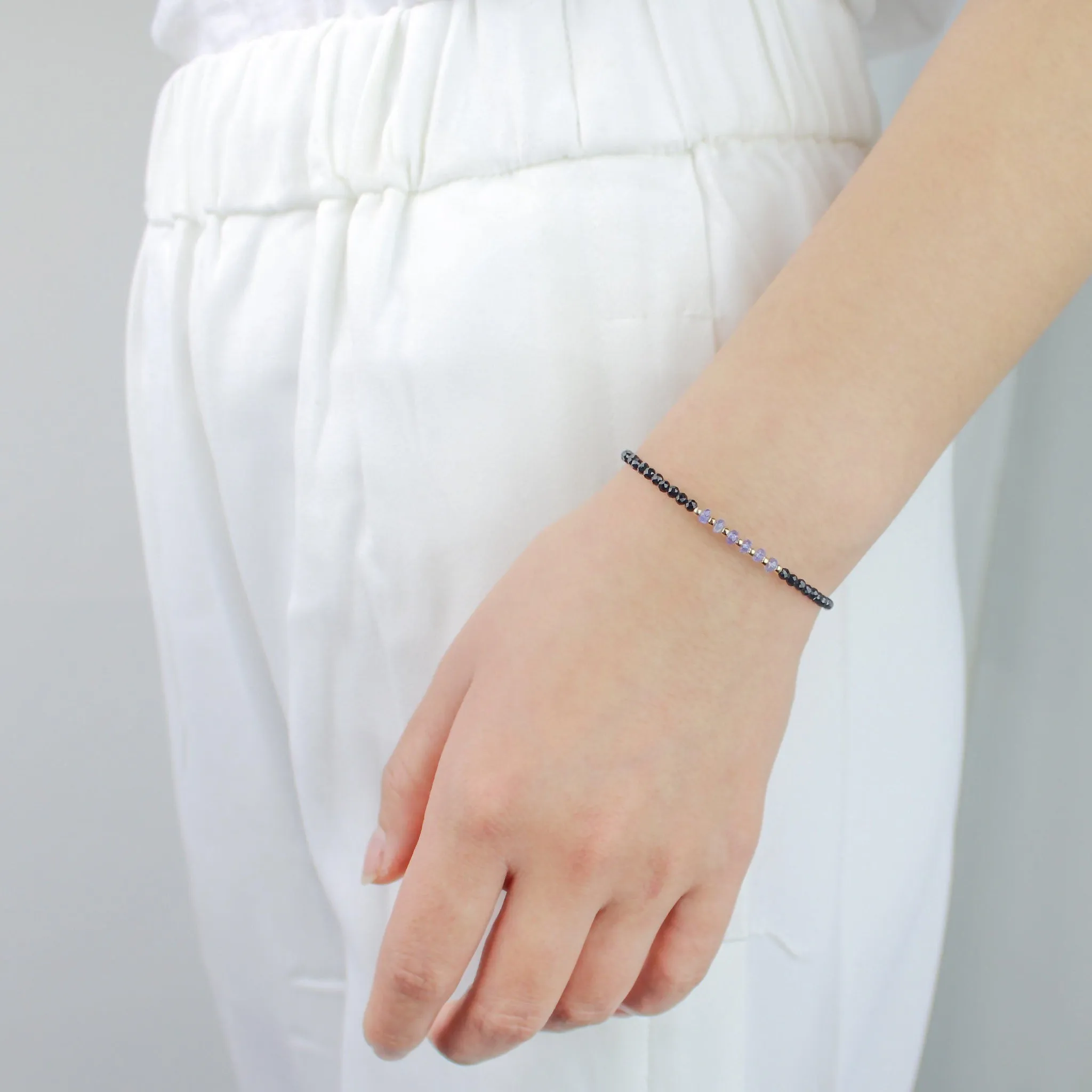 Tiny Black Onyx & Tanzanite Bracelet