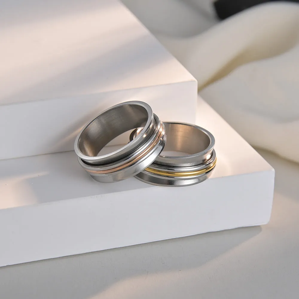 Tricolor Titanium Steel Minimalist Rotating Ring Bracelets for Men