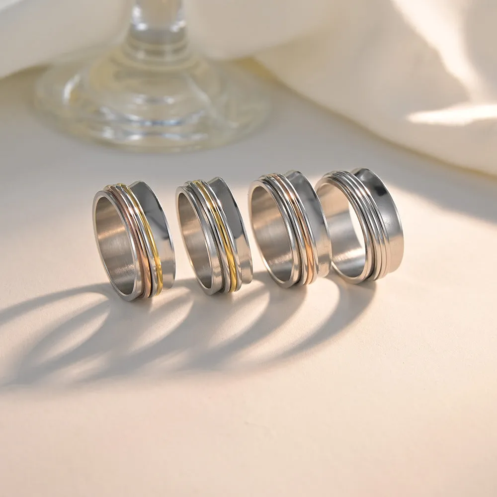 Tricolor Titanium Steel Minimalist Rotating Ring Bracelets for Men