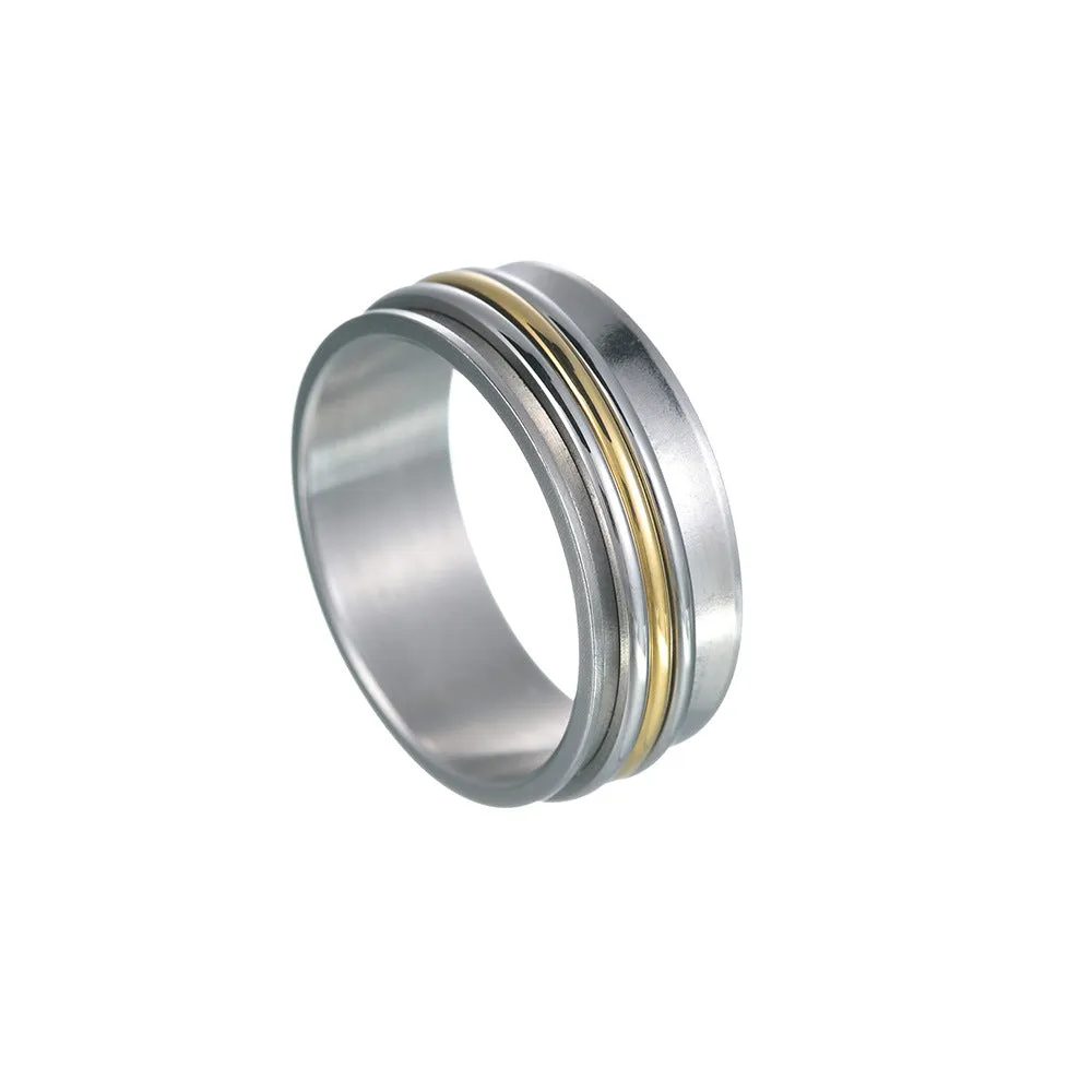 Tricolor Titanium Steel Minimalist Rotating Ring Bracelets for Men