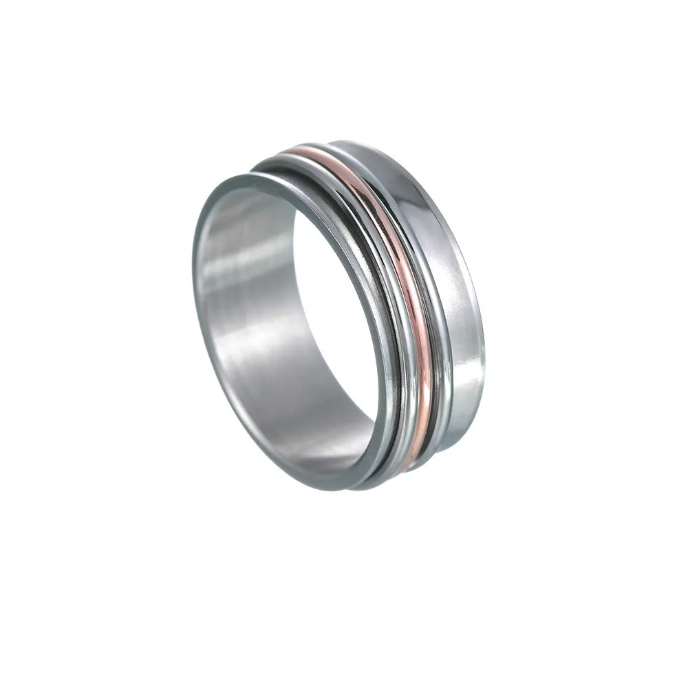 Tricolor Titanium Steel Minimalist Rotating Ring Bracelets for Men