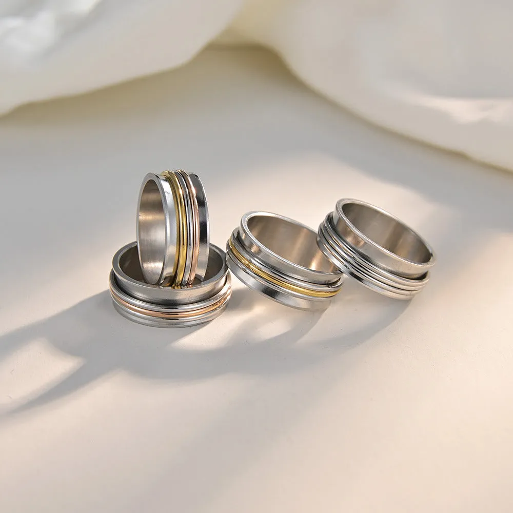 Tricolor Titanium Steel Minimalist Rotating Ring Bracelets for Men