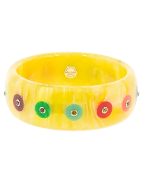 Yellow Bakelite Multi Circle Bangle