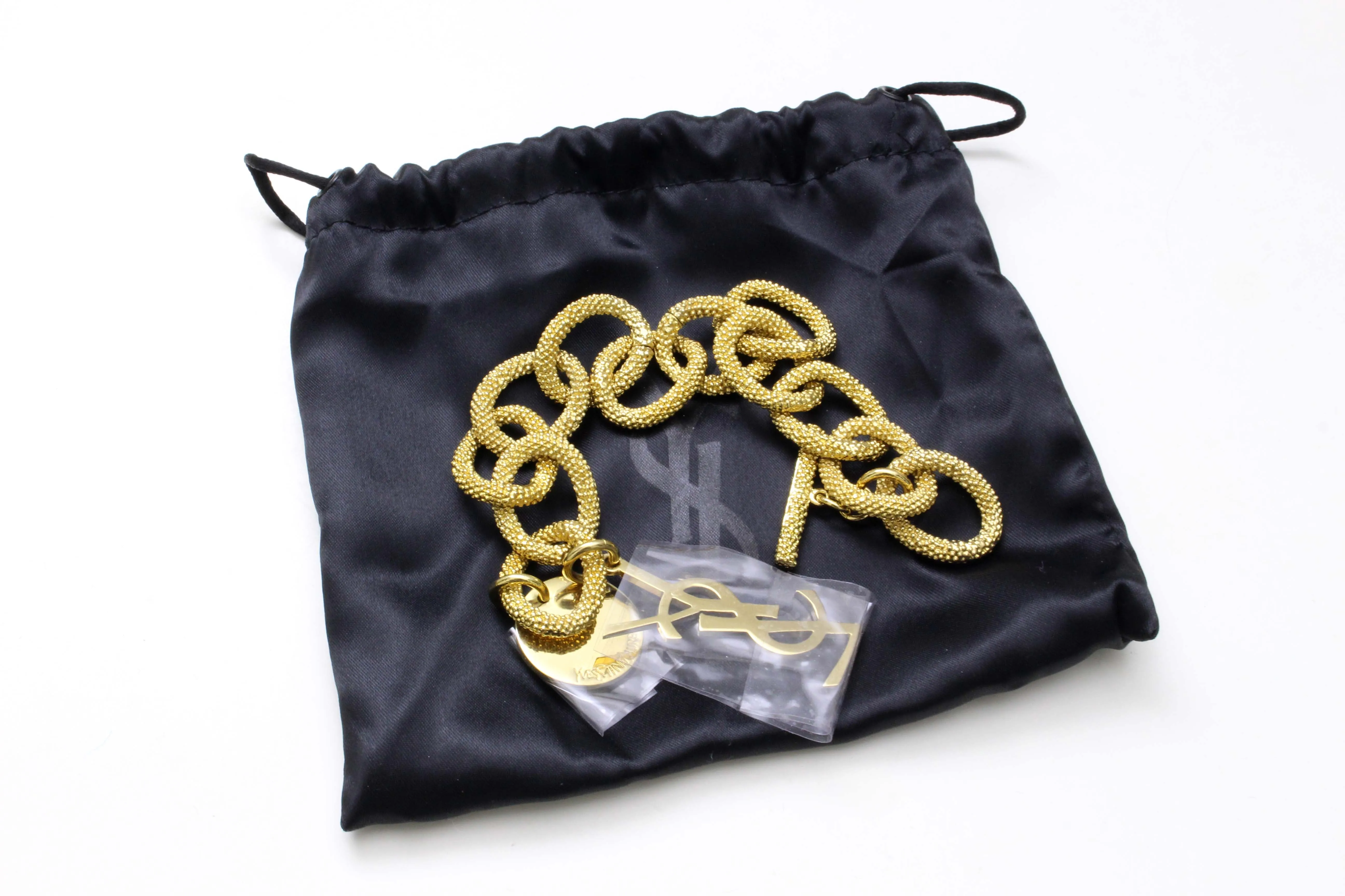 YVES SAINT LAURENT textured link logo bracelet