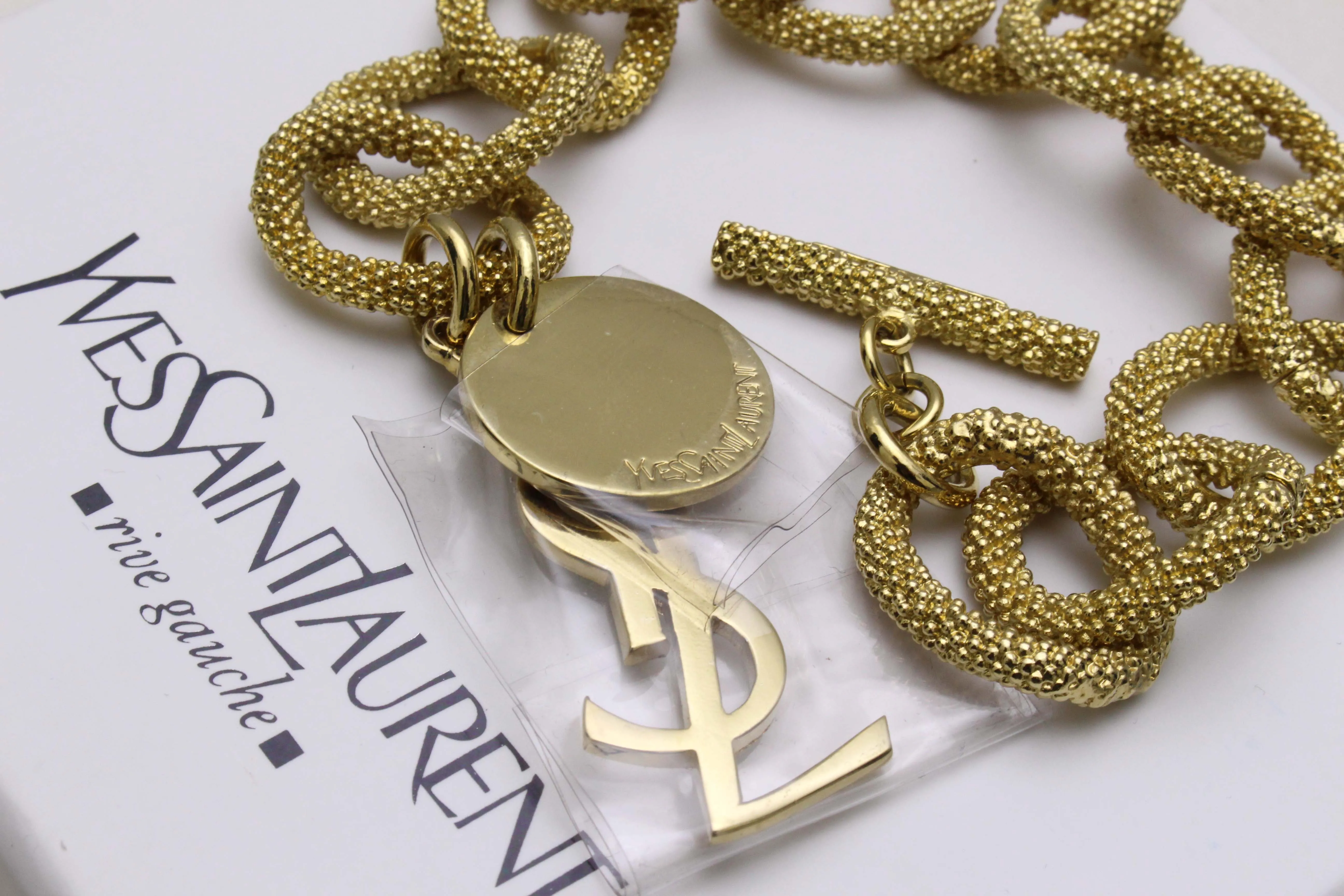 YVES SAINT LAURENT textured link logo bracelet